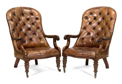 PR. OF 19TH C. ENGLISH LIBRARY CHAIRS.
