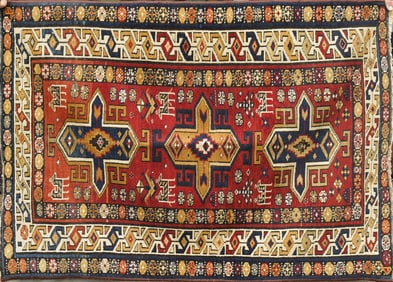 SMALL ANTIQUE ORIENTAL SCATTER RUG.