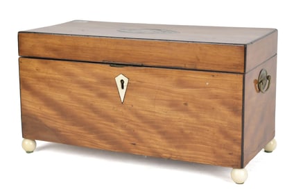 ANTIQUE SATINWOOD TEA CADDY.