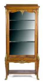 ANTIQUE MERCIER FRERES WALNUT VITRINE.
