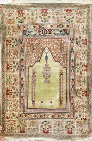 VINTAGE ORIENTAL SILK SCATTER RUG.