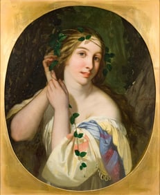 AUGUSTE BARTHELEMY GLAIZE OIL, NYMPH OF THE WOODS.