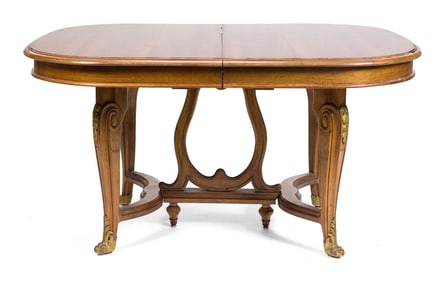 LATE 19TH C. MERCIER FRERES WALNUT DINING TABLE.