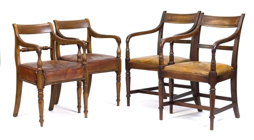 TWO PR. ENGLISH REGENCY ARMCHAIRS.