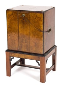 CA. 1860 ENGLISH WALNUT CIGAR CABINET.