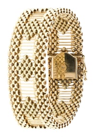 14K GOLD MESH BRACELET, 38 GRAMS.