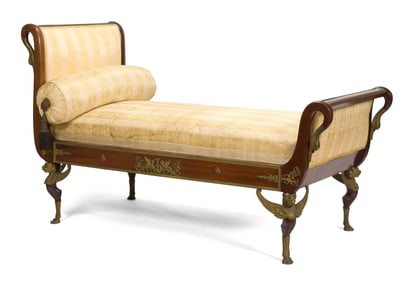 FINE LATE 19TH C. FRENCH EMPIRE MAHOGANY DAY BED.