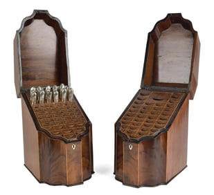 PAIR GEORGIAN MAHOGANY KNIFE BOXES.