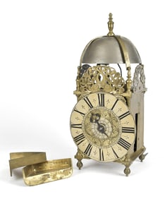 ANTIQUE ENGLISH LANTERN CLOCK.