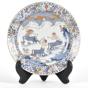 17TH C. JAPANESE IMARI EDO PERIOD MYTHOLOGICAL DISH.
