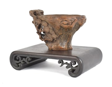 18TH C. CHINESE BAMBOO LIBATION CUP.