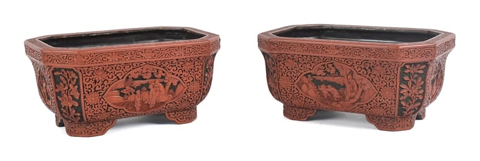 PR. OF 19TH CENTURY CINNABAR JARDINIERES.