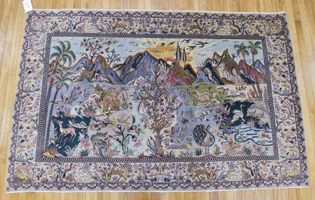 VINTAGE PERSIAN LANDSCAPE RUG.