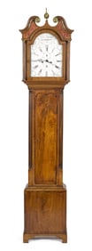 AN ENGLISH GEORGIAN GRANDFATHER CLOCK.