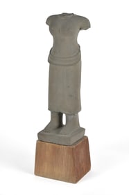 EARLY CARVED STONE CAMBODIAN TORSO