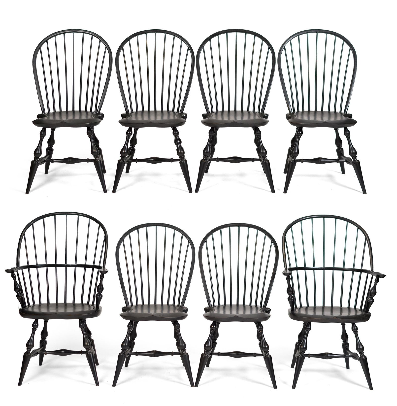 8 DUNCAN TINGLEY BLACK WINDSOR CHAIRS. (1 of 14)