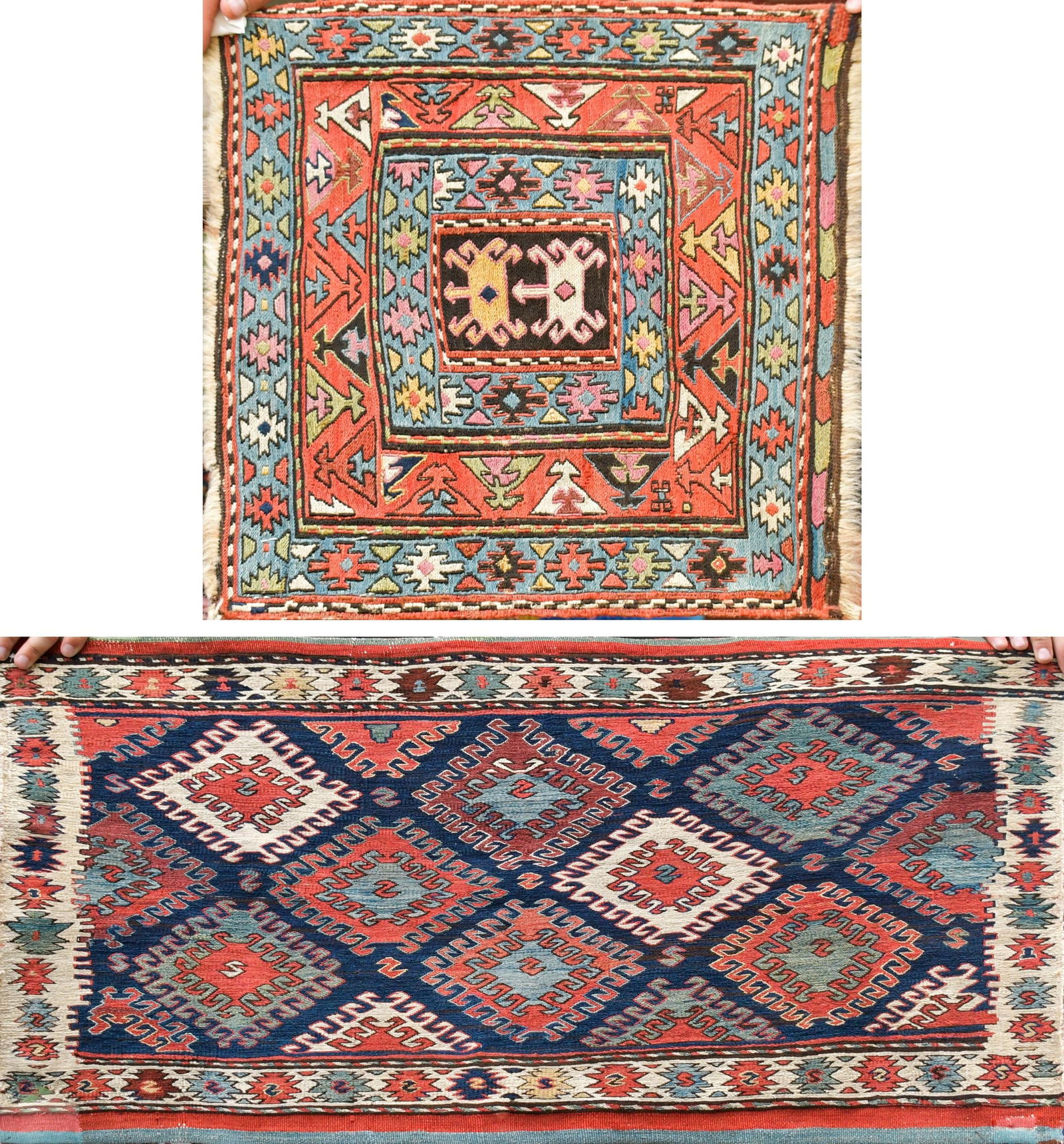 TWO ANTIQUE FLATWEAVE MATS. (1 of 10)