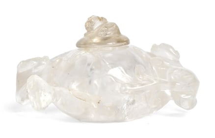 ANTIQUE CARVED CHINESE ROCK CRYSTAL INK WELL.