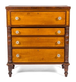 19TH C. AMERICAN TIGER MAPLE CHEST.
