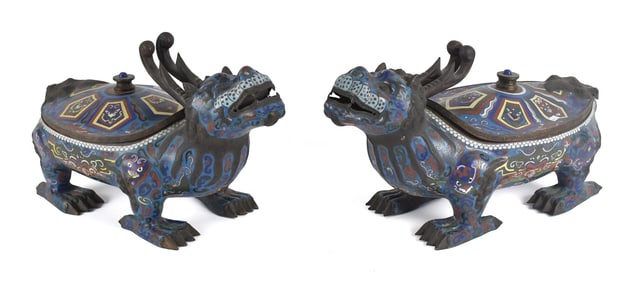 PR. OF CHINESE CLOISONNÉ TURTLE-FORM CENSERS.