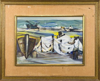GREGORY KONDOS GOUACHE, FISHERMEN.