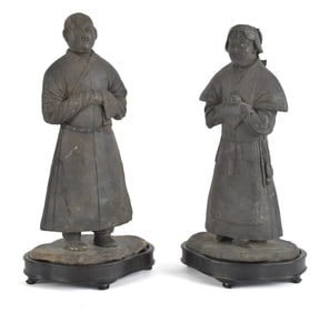 TWO TOMB FIGURES, WESTERN XIA DYNASTY.