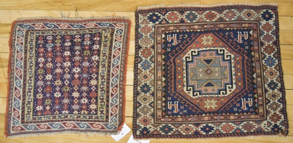 TWO ANTIQUE BAG FACE RUGS