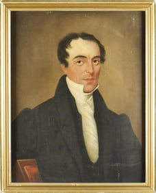 19TH C. OIL ON BOARD, PORTRAIT OF GENTLEMAN.