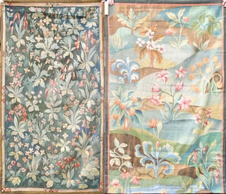 TWO VINTAGE EDGEWATER LOOMS TAPESTRY.