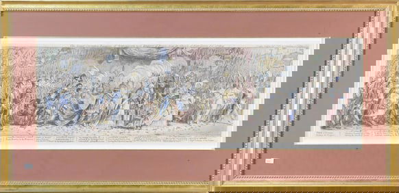 1805 SATIRICAL ETCHING BY GILLRAY, CORONATION OF NAPOLEON.