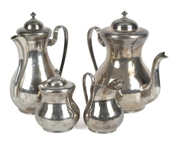 VINTAGE BUCCELLATI STERLING FOUR PIECE TEA SET.