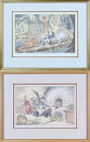 TWO GILLRAY SATIRICAL NAPOLEONIC ETCHINGS.