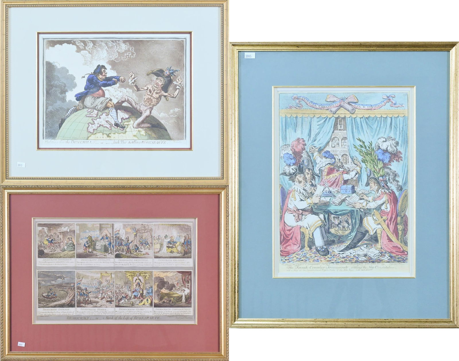 THREE GILLRAY SATIRICAL NAPOLEONIC ETCHINGS. (1 of 20)