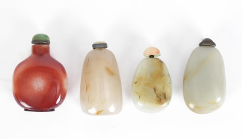 FOUR STONE SNUFF BOTTLES.