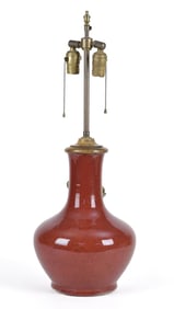 18TH C. OXBLOOD VASE/LAMP.