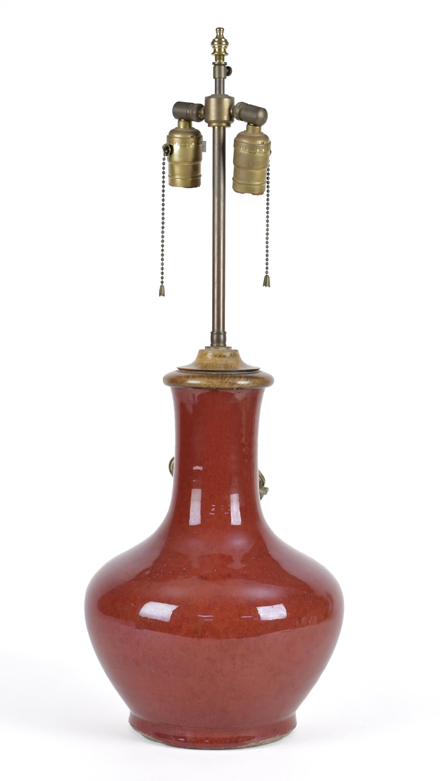 18TH C. OXBLOOD VASE/LAMP. (1 of 12)