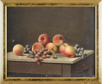 BARTON HAYS OIL ON CANVAS, STILL LIFE OF FRUIT.