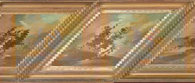 ANTIQUE OIL PAINTINGS ON CANVAS, WAR SCENES.