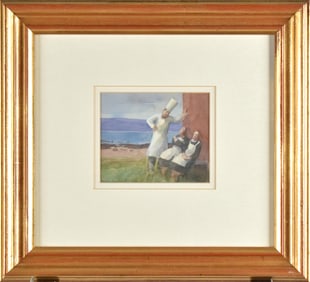 KAROLINA LARUSDOTTIR WATERCOLOR, CHEF AND TWO SERVERS