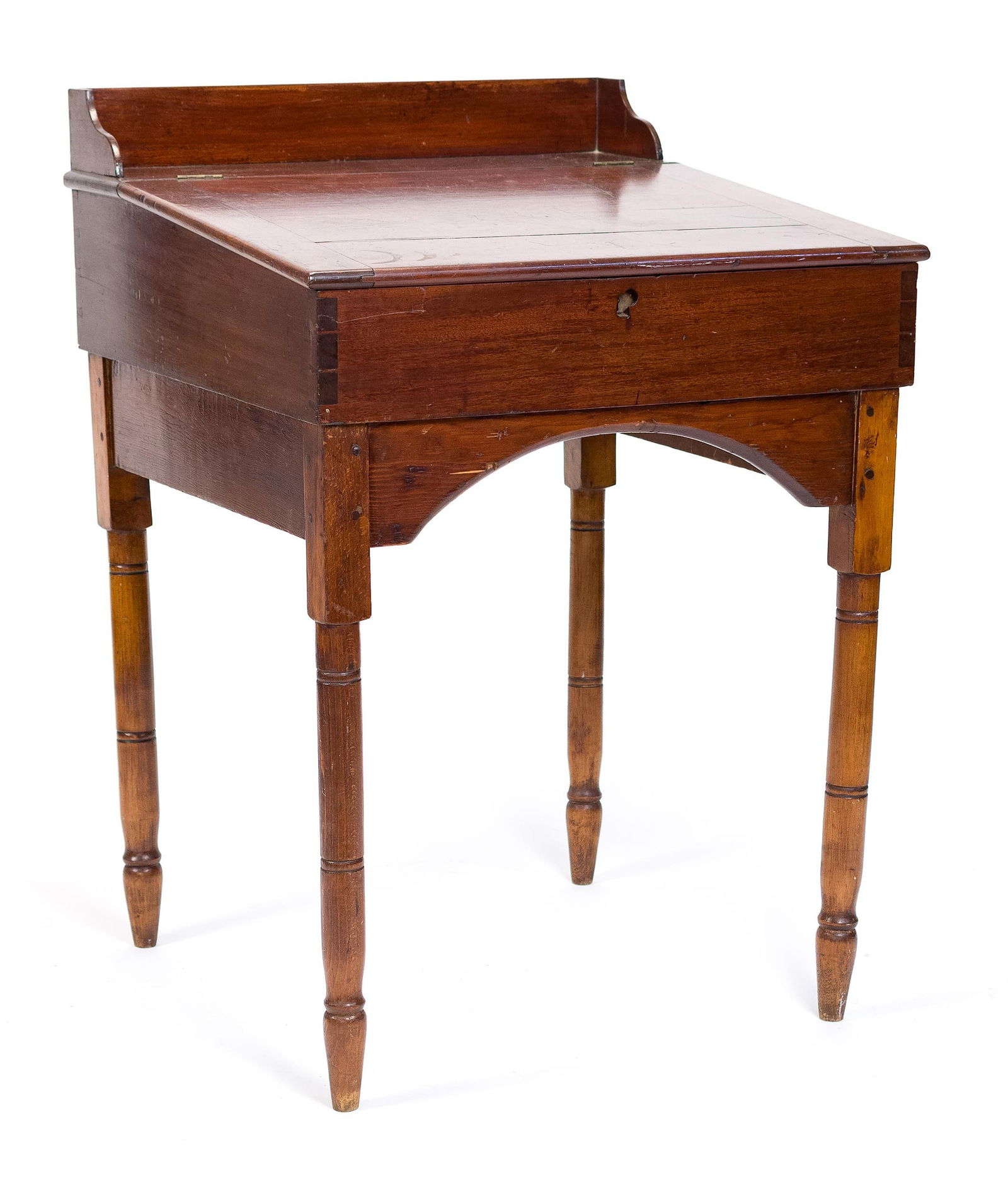 19TH C. MAHOGANY SLANT LID DESK ON STAND. (1 of 14)