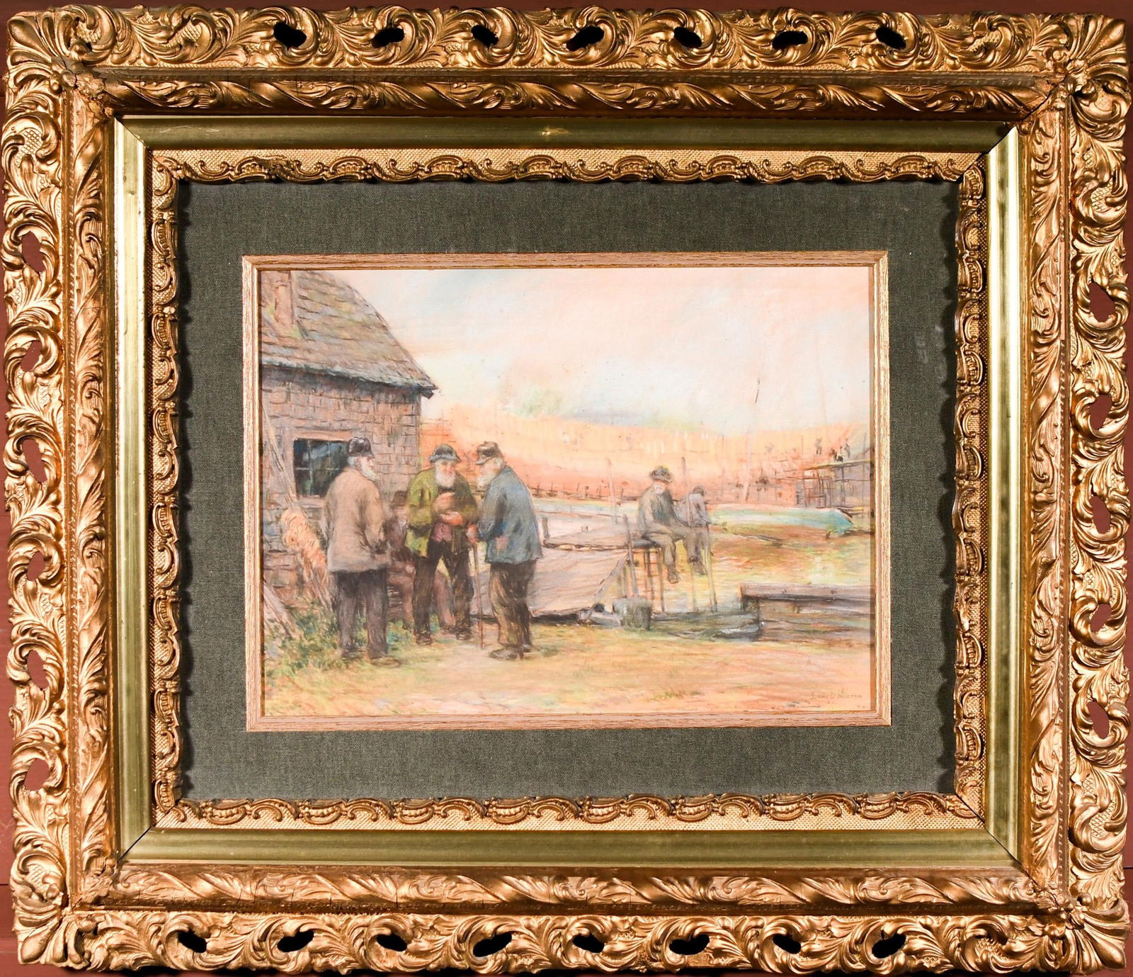 LOUIS DOYLE NORTON PASTEL, BOAT YARD. (1 of 6)