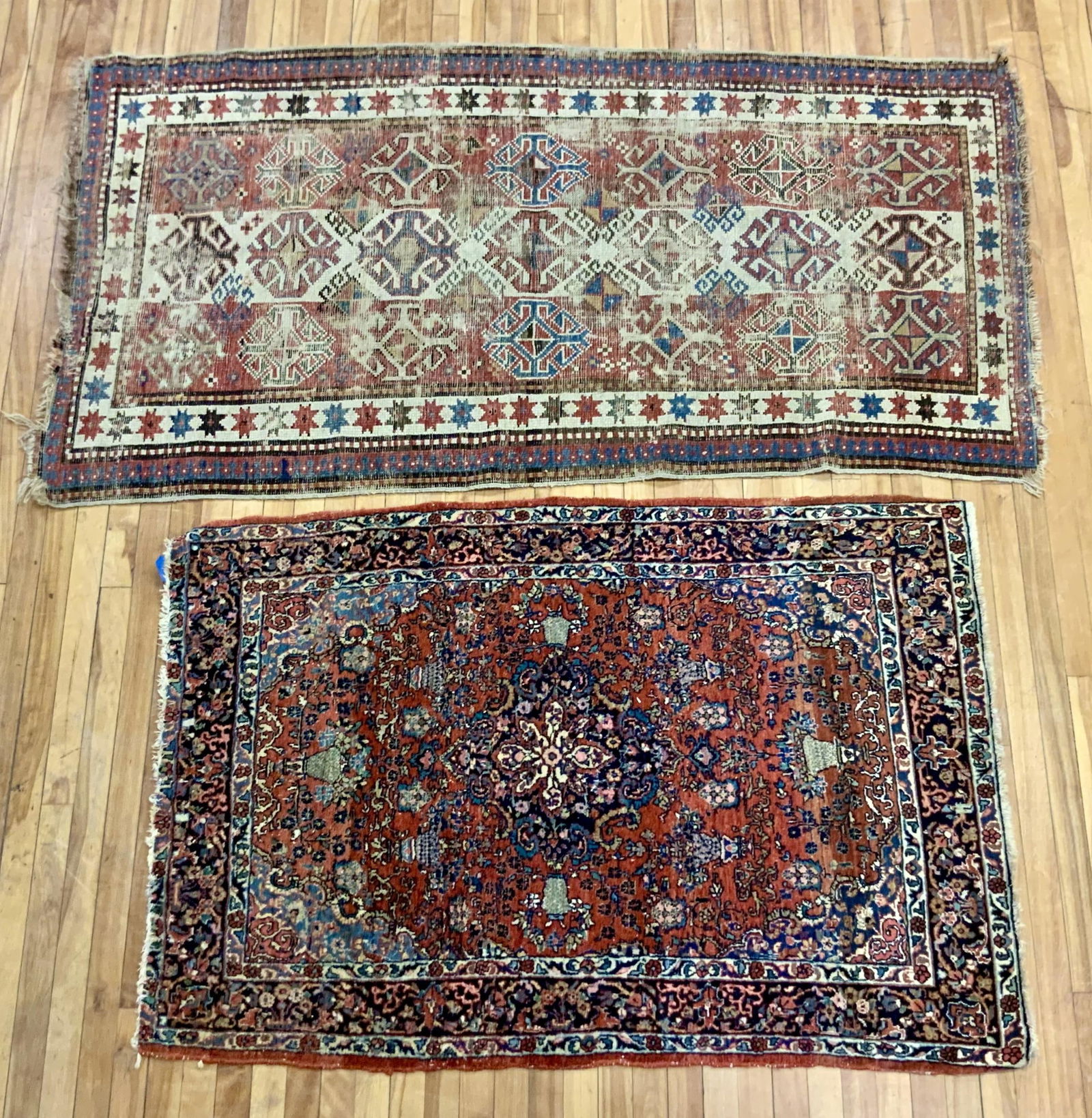 TWO ANTIQUE ORIENTAL SCATTER  RUG. (1 of 14)