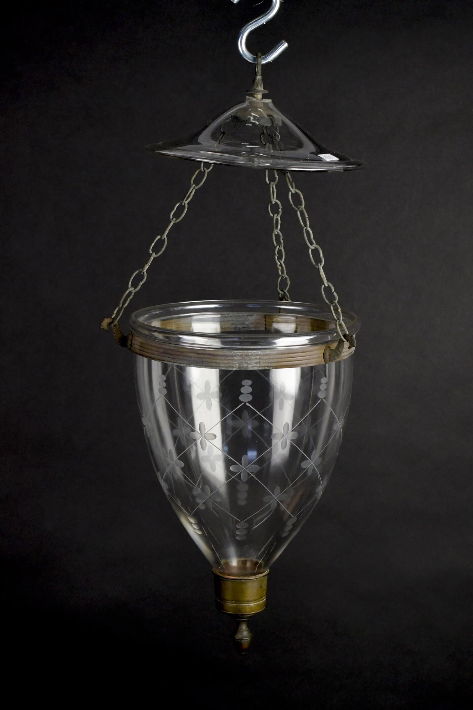 ANTIQUE HAND BLOWN GLASS BELL JAR LANTERN. (1 of 8)