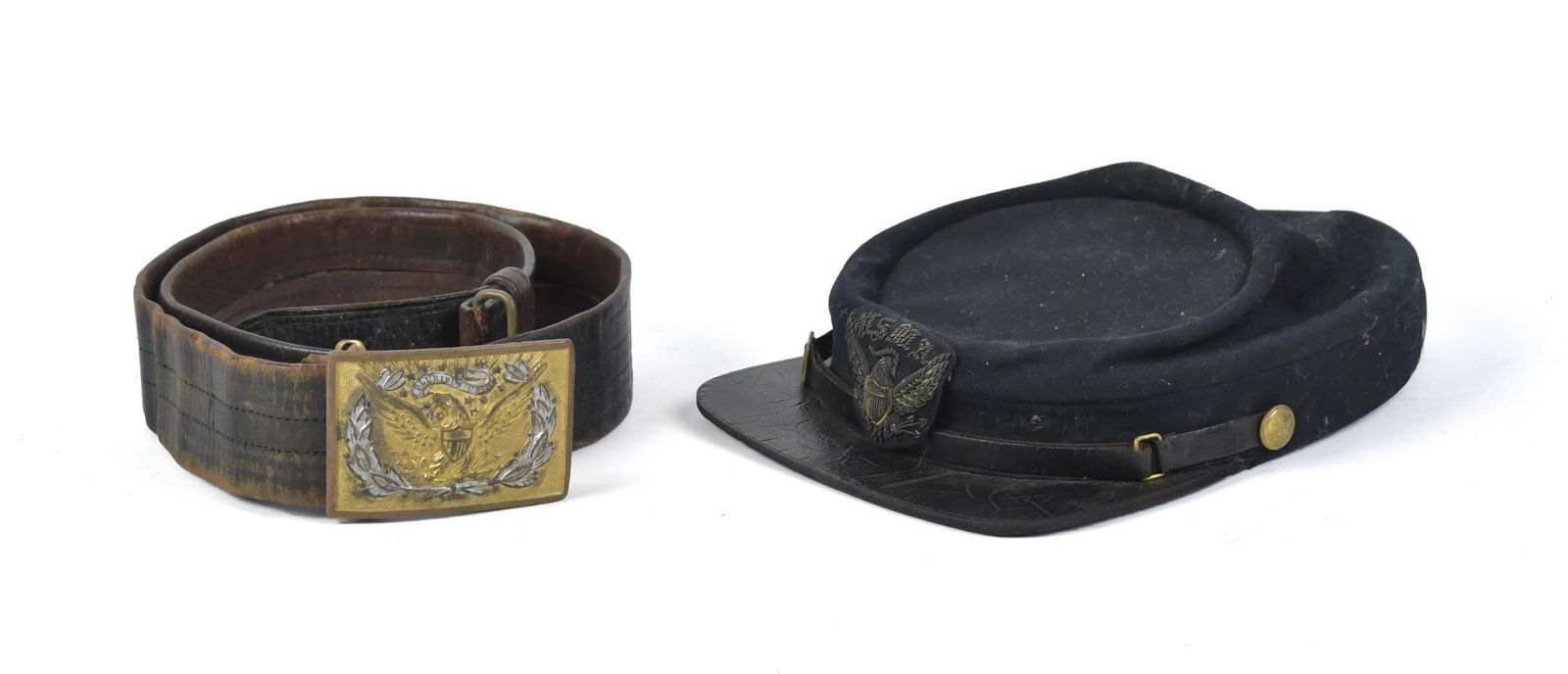 19TH C. WEST POINT CAP AND CIVIL WAR BELT. (1 of 14)