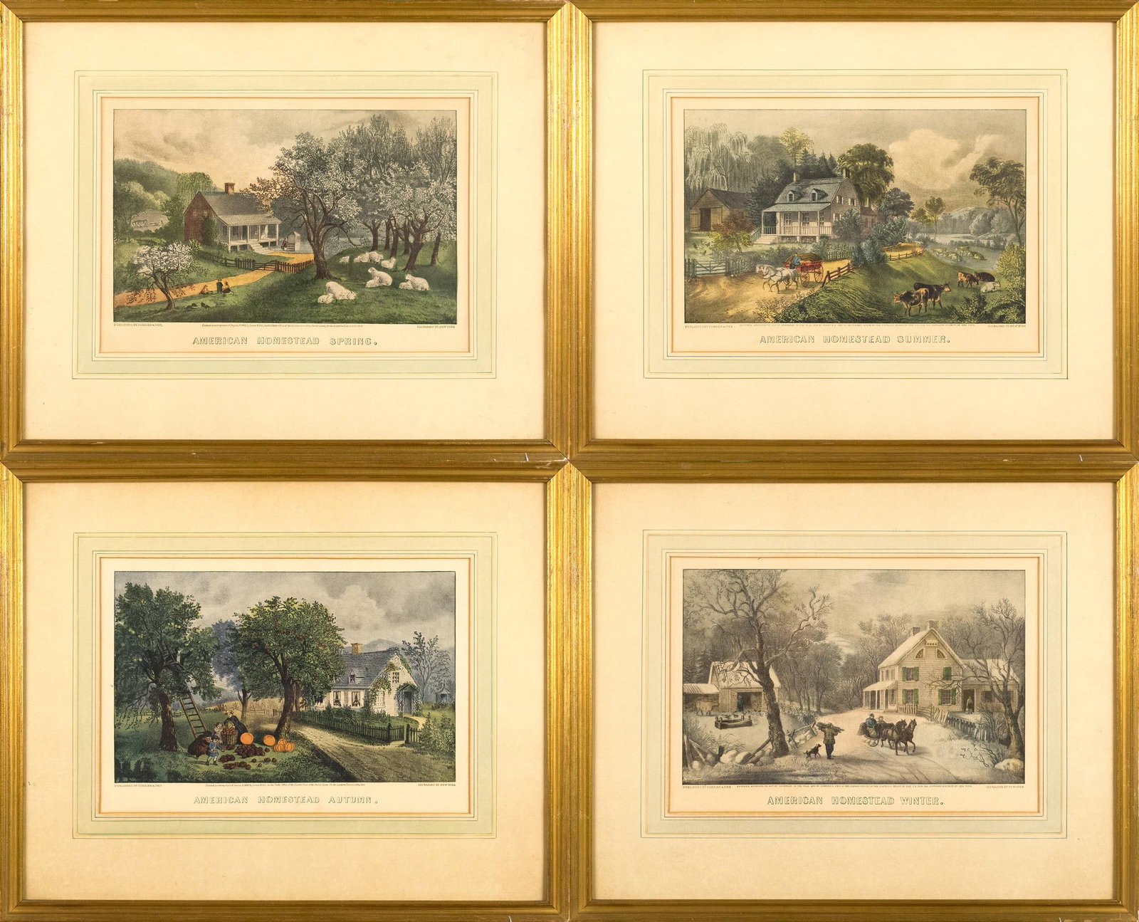 CURRIER AND IVES AMERICAN HOMESTEAD, 4 SEASONS. (1 of 15)