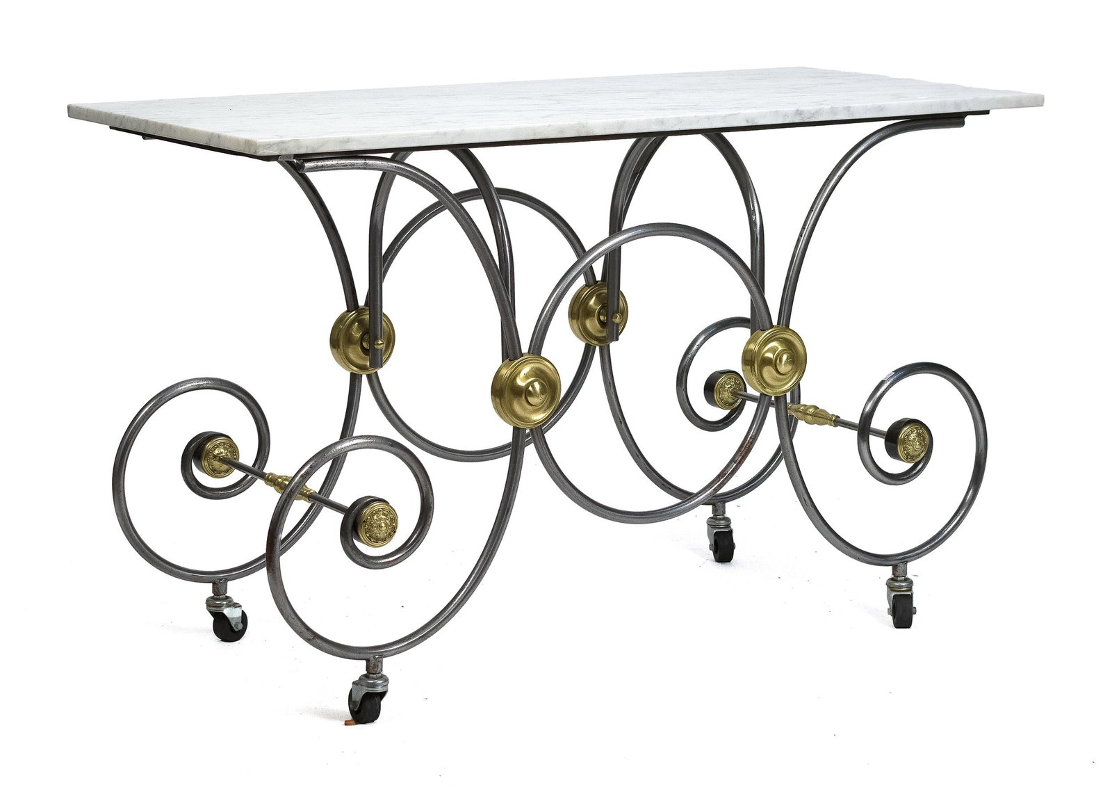 VINTAGE MARBLE TOP BAKERS TABLE. (1 of 11)