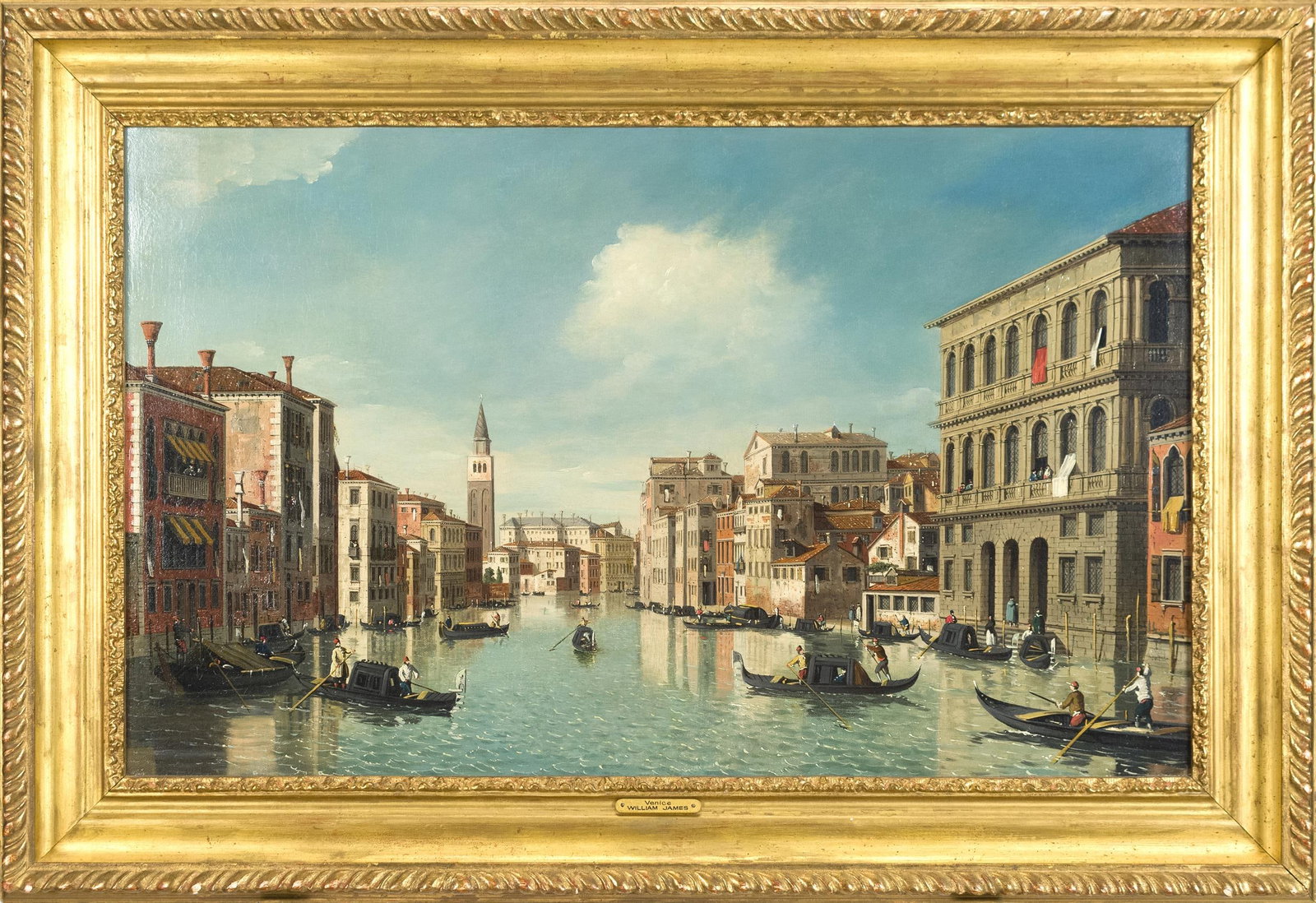 18TH C. WILLIAM JAMES OIL ON CANVAS, GRAND CANAL. (1 of 10)