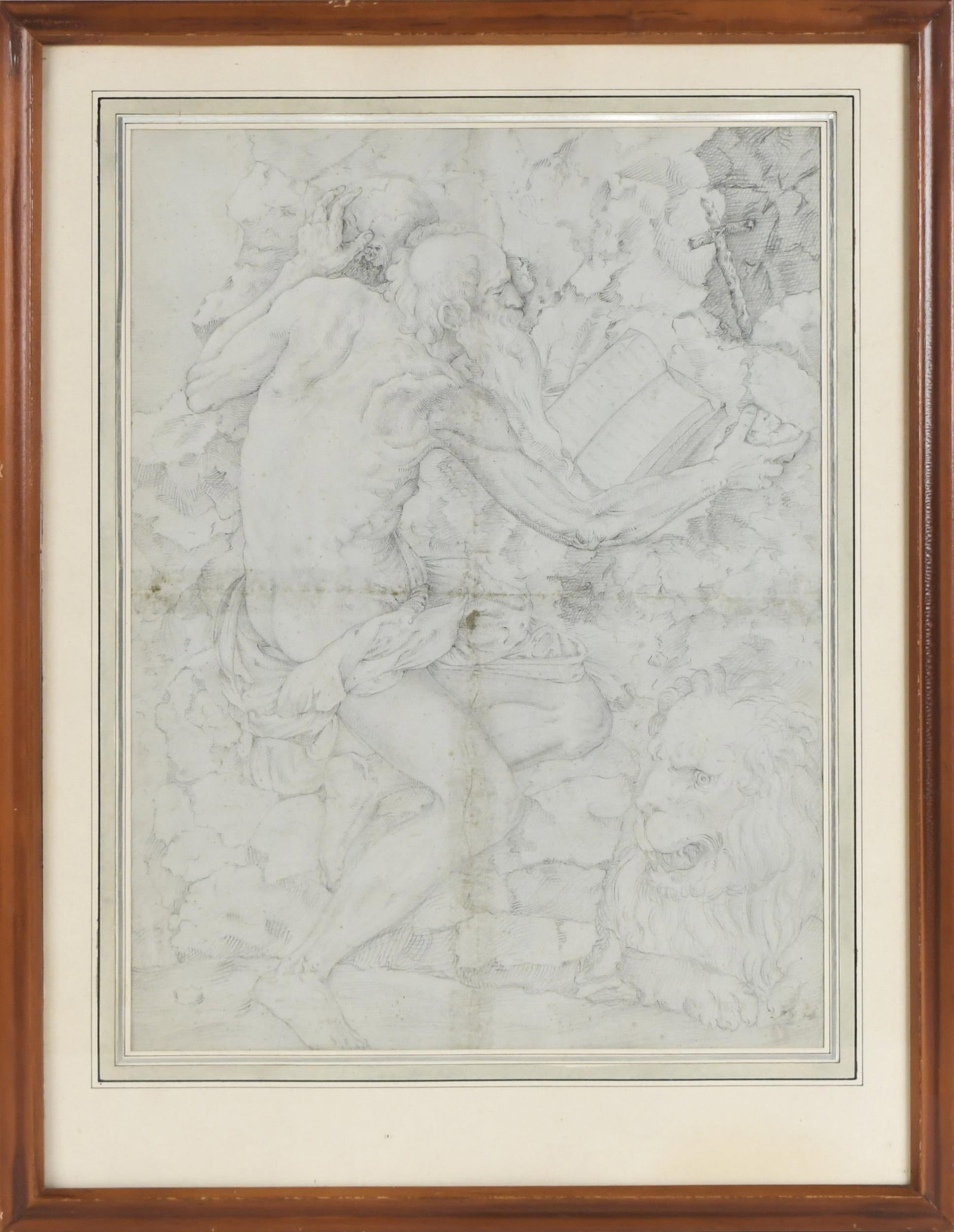 OLD MASTERS SCHOOL GRAPHITE SKETCH, ST. JEROME. (1 of 8)