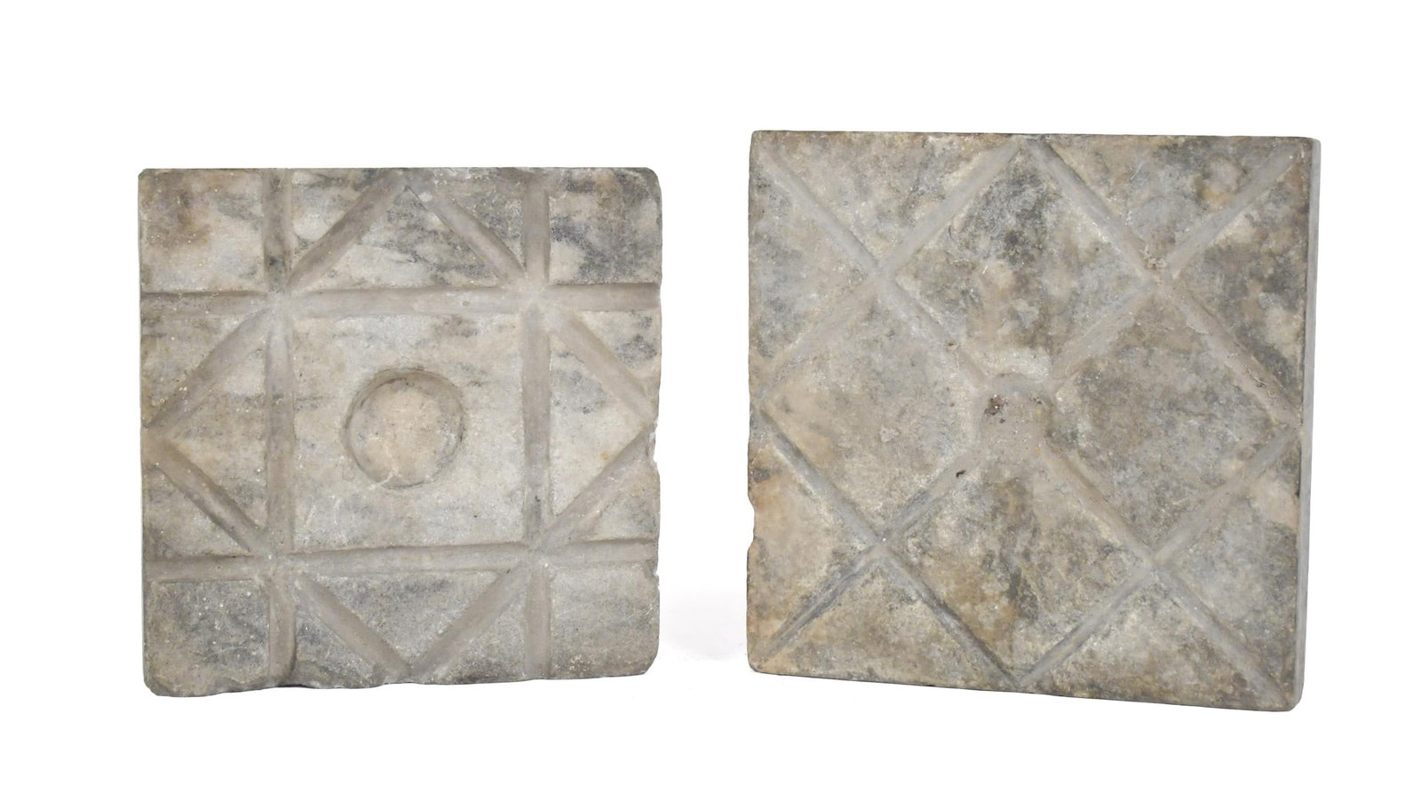 TWO 18TH C. KING OF PRUSSIA MARBLE FIRE TOOL HOLDERS. (1 of 5)