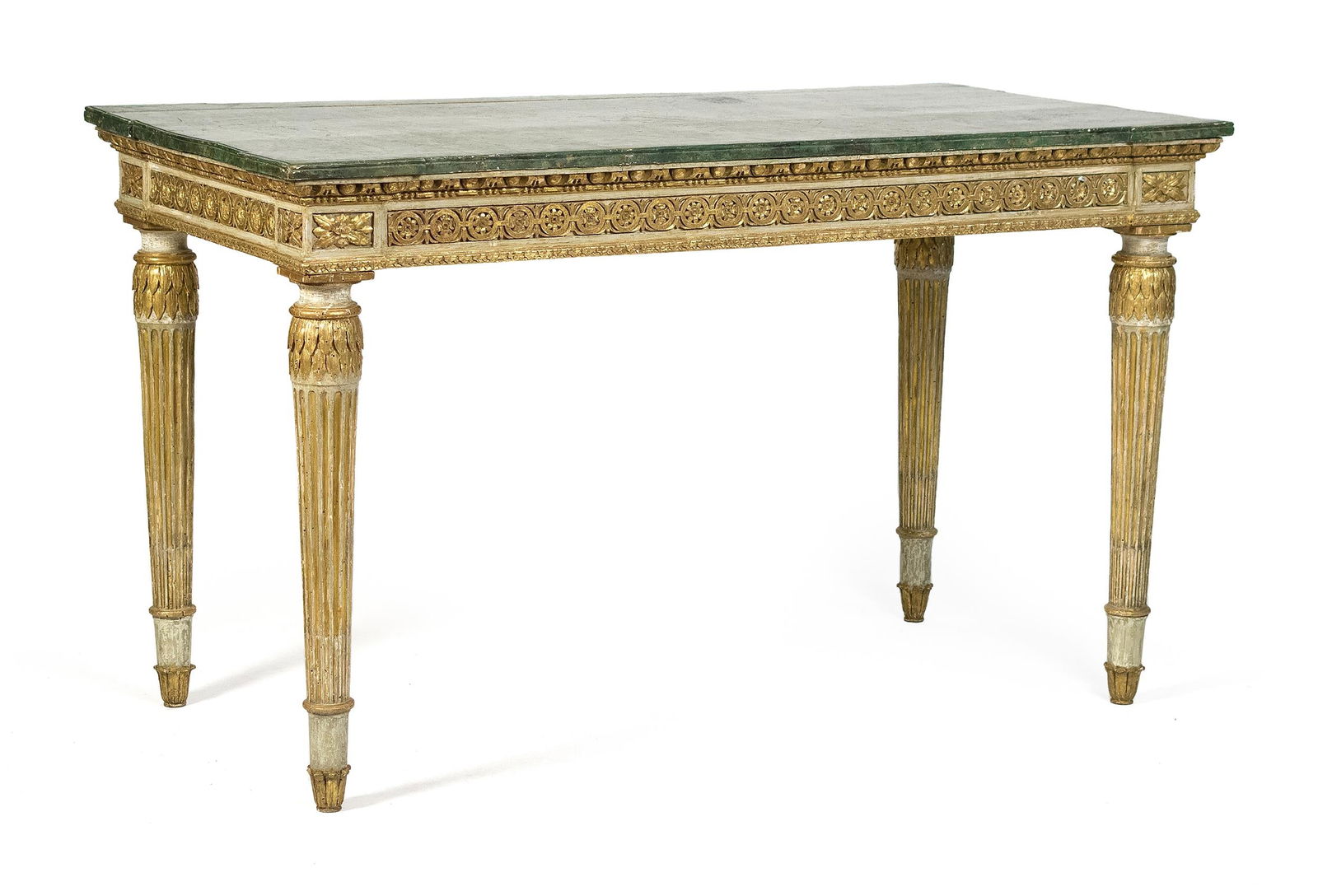 18TH C. ITALIAN FAUX MARBLE TOP PIER TABLE. (1 of 10)